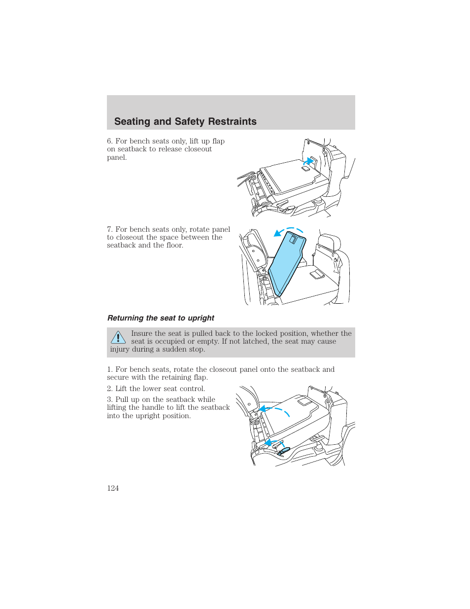 Seating and safety restraints | FORD 2004 Excursion v.1 User Manual | Page 124 / 272