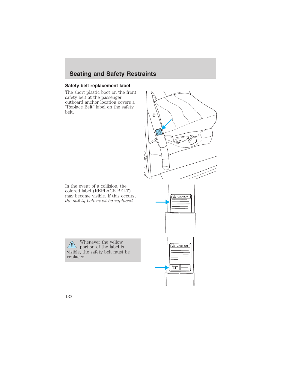 Seating and safety restraints | FORD 2004 Excursion v.1 User Manual | Page 132 / 272