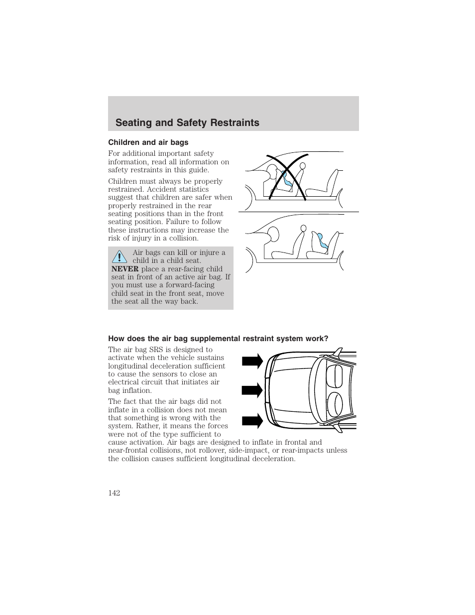 Seating and safety restraints | FORD 2004 Excursion v.1 User Manual | Page 142 / 272