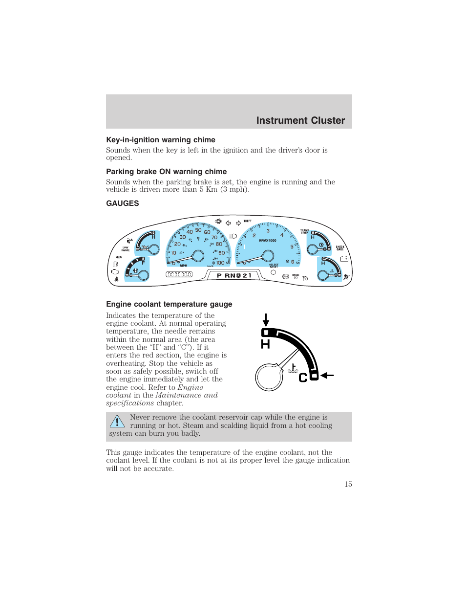 Instrument cluster | FORD 2004 Excursion v.1 User Manual | Page 15 / 272