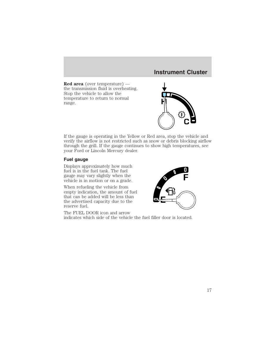 Instrument cluster | FORD 2004 Excursion v.1 User Manual | Page 17 / 272