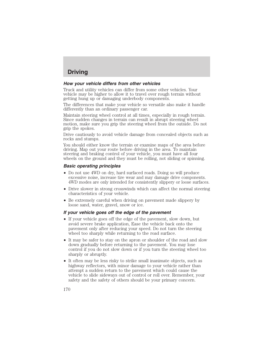 Driving | FORD 2004 Excursion v.1 User Manual | Page 170 / 272