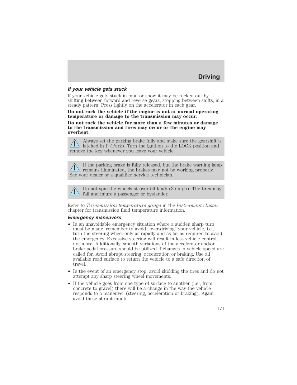 Driving | FORD 2004 Excursion v.1 User Manual | Page 171 / 272