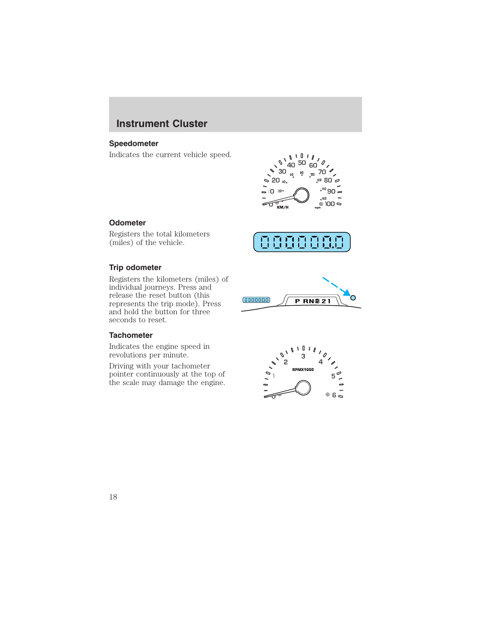 Instrument cluster | FORD 2004 Excursion v.1 User Manual | Page 18 / 272