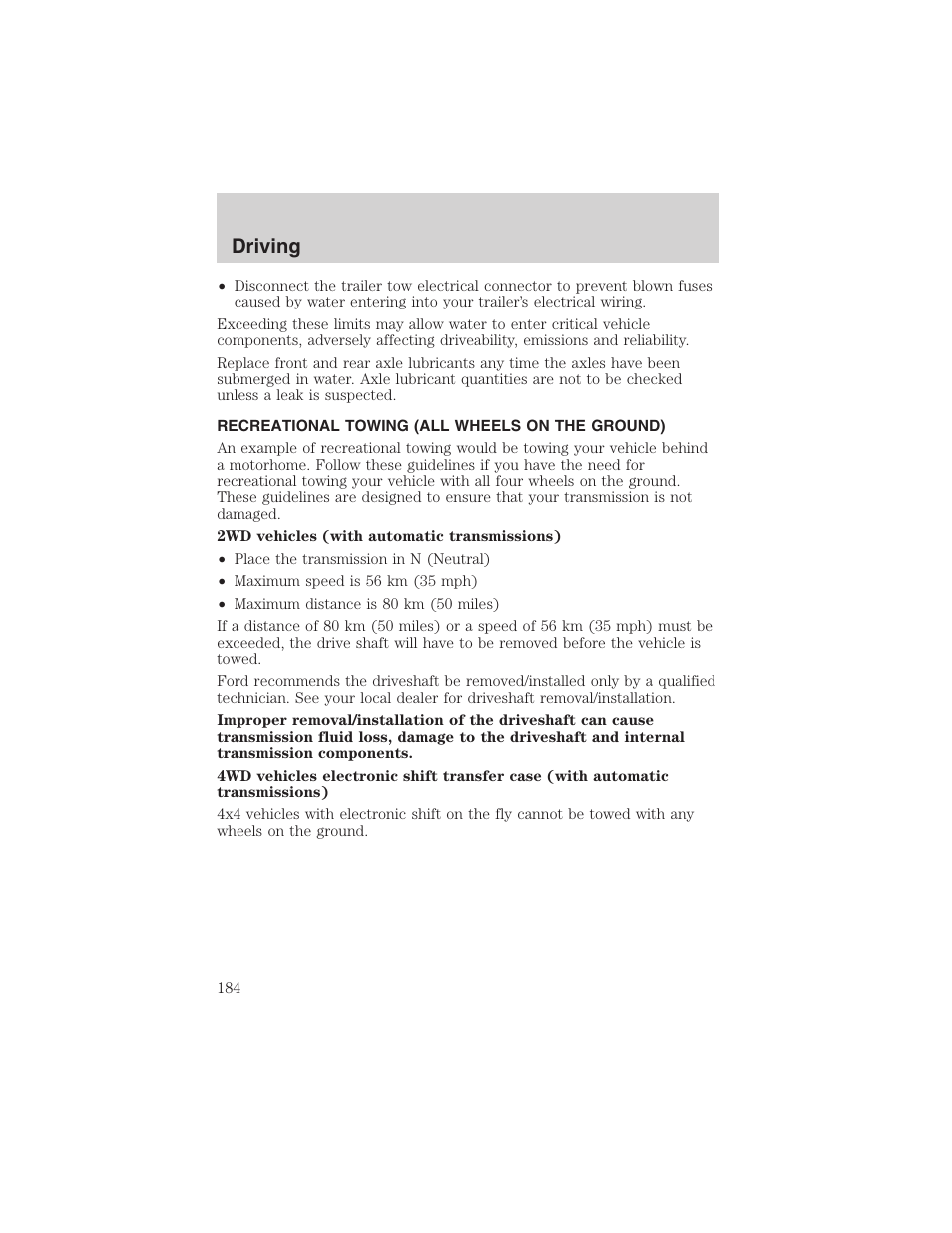Driving | FORD 2004 Excursion v.1 User Manual | Page 184 / 272