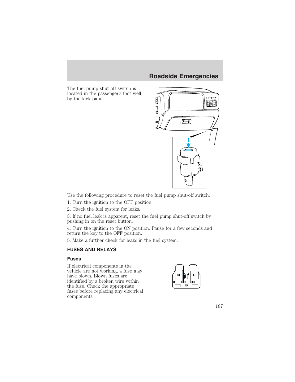 Roadside emergencies | FORD 2004 Excursion v.1 User Manual | Page 187 / 272