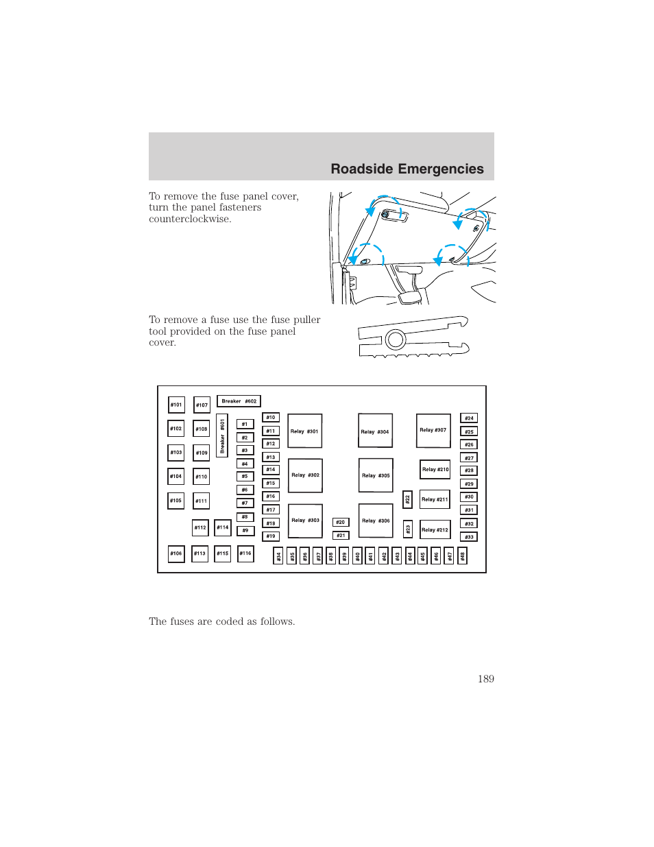 Roadside emergencies | FORD 2004 Excursion v.1 User Manual | Page 189 / 272