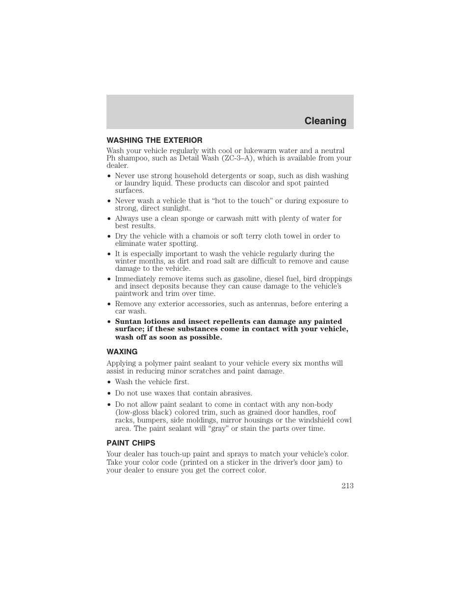 Cleaning | FORD 2004 Excursion v.1 User Manual | Page 213 / 272