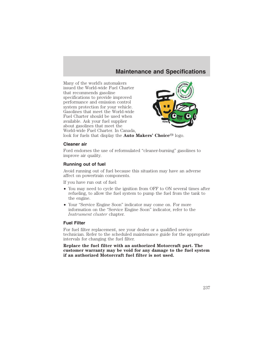 Maintenance and specifications | FORD 2004 Excursion v.1 User Manual | Page 237 / 272