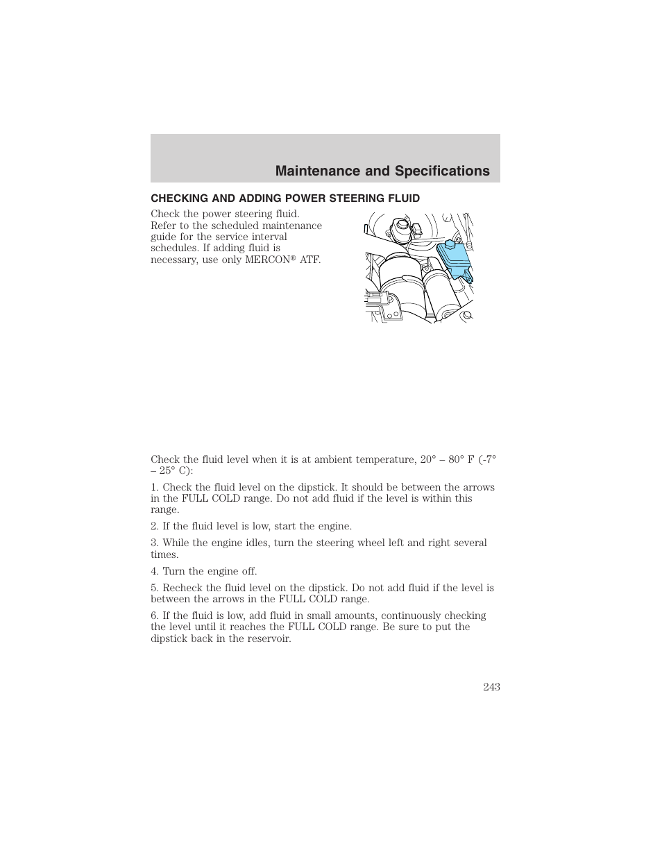 Maintenance and specifications | FORD 2004 Excursion v.1 User Manual | Page 243 / 272