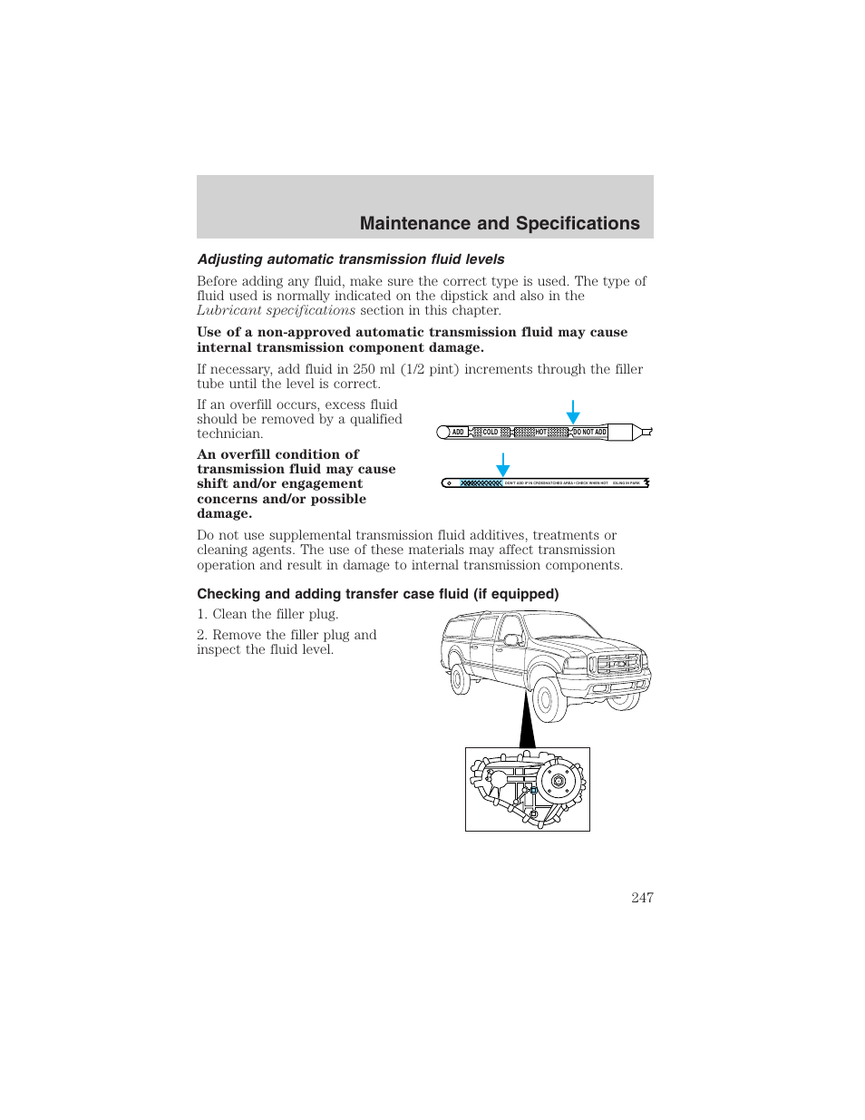 Maintenance and specifications | FORD 2004 Excursion v.1 User Manual | Page 247 / 272