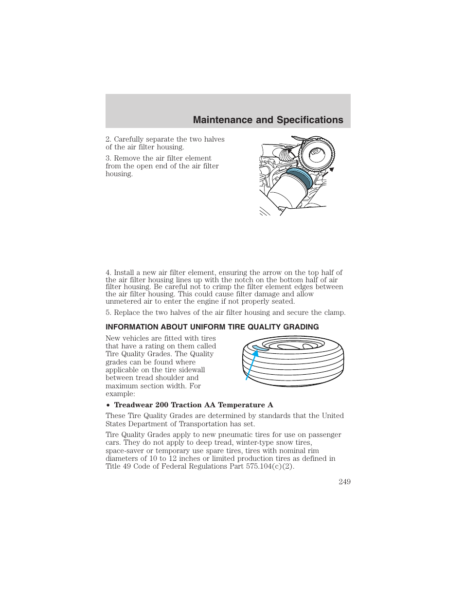 Maintenance and specifications | FORD 2004 Excursion v.1 User Manual | Page 249 / 272