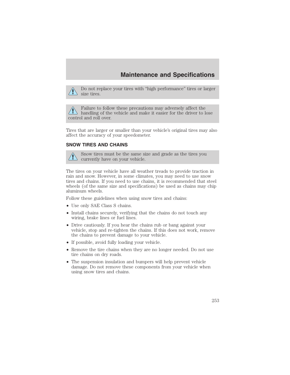 Maintenance and specifications | FORD 2004 Excursion v.1 User Manual | Page 253 / 272