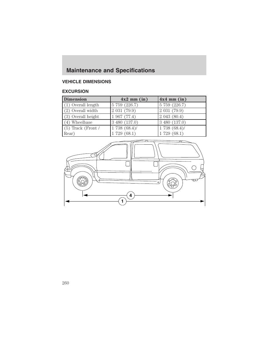 Maintenance and specifications | FORD 2004 Excursion v.1 User Manual | Page 260 / 272