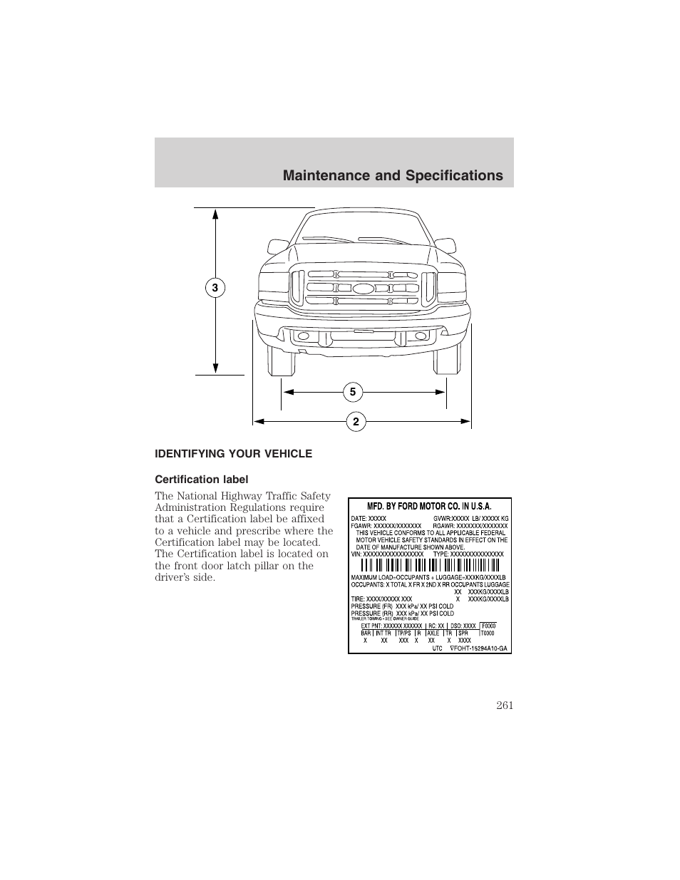 Maintenance and specifications | FORD 2004 Excursion v.1 User Manual | Page 261 / 272