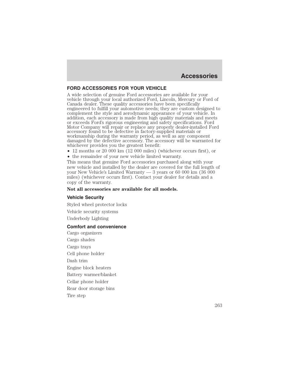 Accessories | FORD 2004 Excursion v.1 User Manual | Page 263 / 272