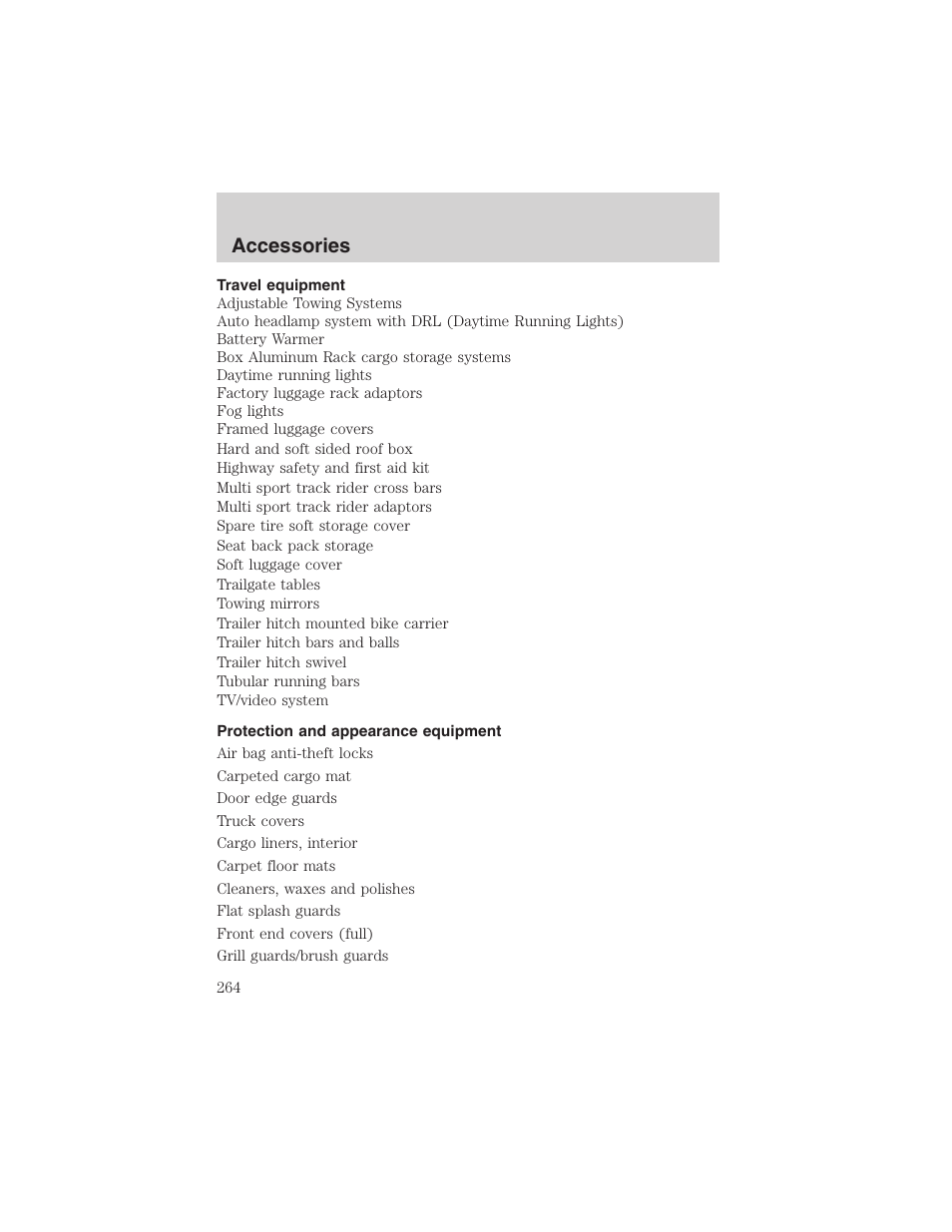 Accessories | FORD 2004 Excursion v.1 User Manual | Page 264 / 272