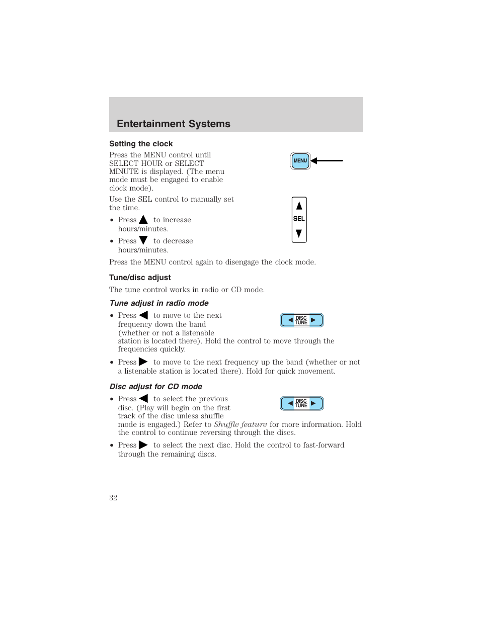 Entertainment systems | FORD 2004 Excursion v.1 User Manual | Page 32 / 272