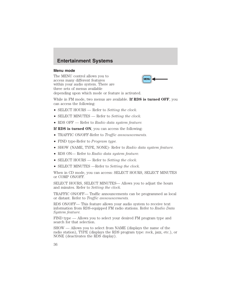 Entertainment systems | FORD 2004 Excursion v.1 User Manual | Page 36 / 272