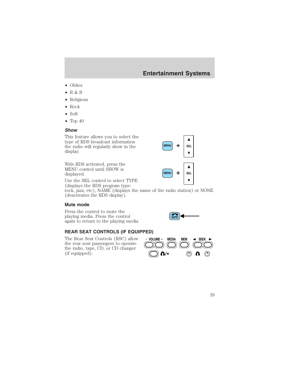 Entertainment systems | FORD 2004 Excursion v.1 User Manual | Page 39 / 272