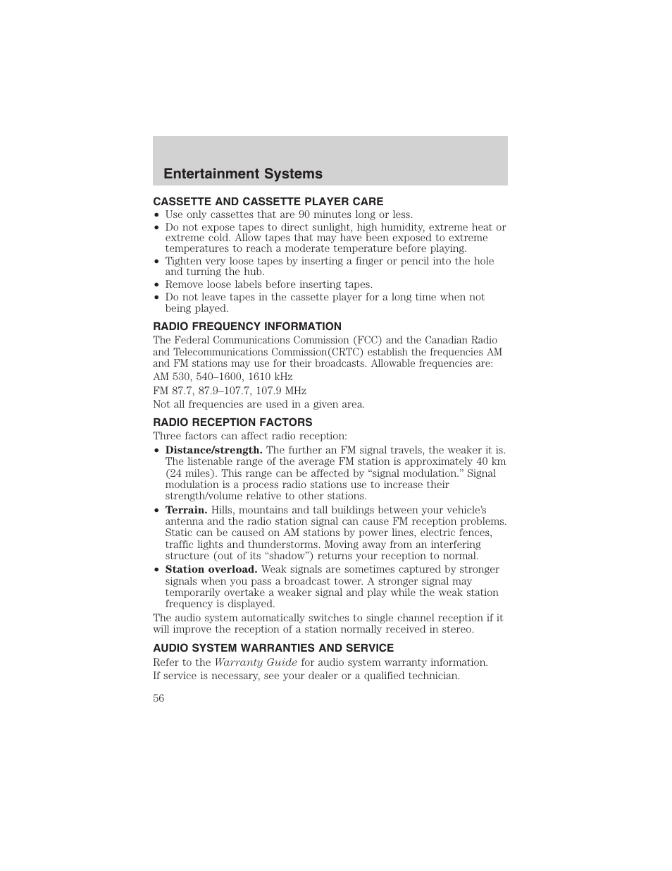 Entertainment systems | FORD 2004 Excursion v.1 User Manual | Page 56 / 272