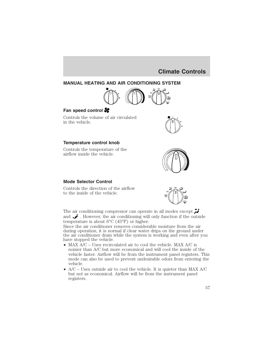 Climate controls | FORD 2004 Excursion v.1 User Manual | Page 57 / 272