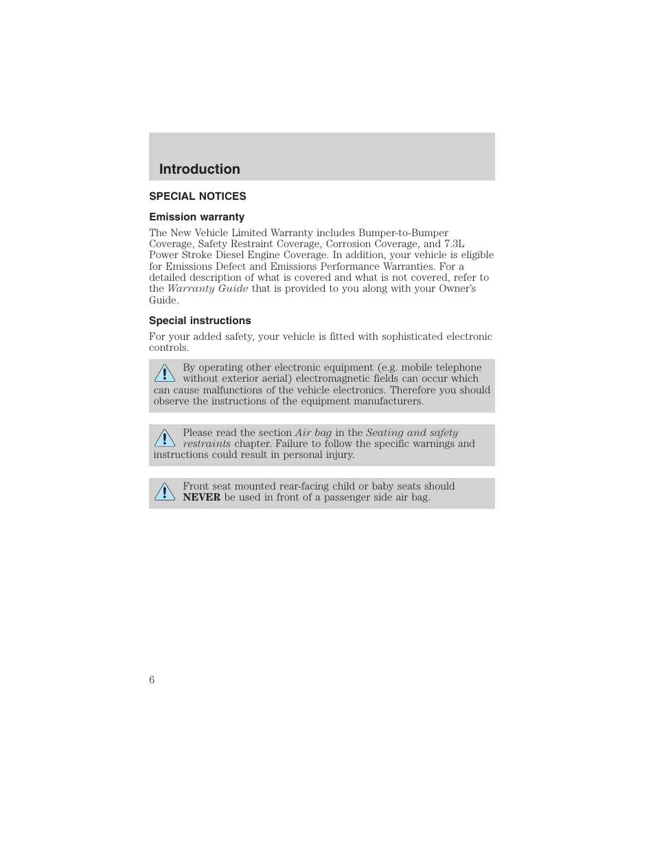 Introduction | FORD 2004 Excursion v.1 User Manual | Page 6 / 272