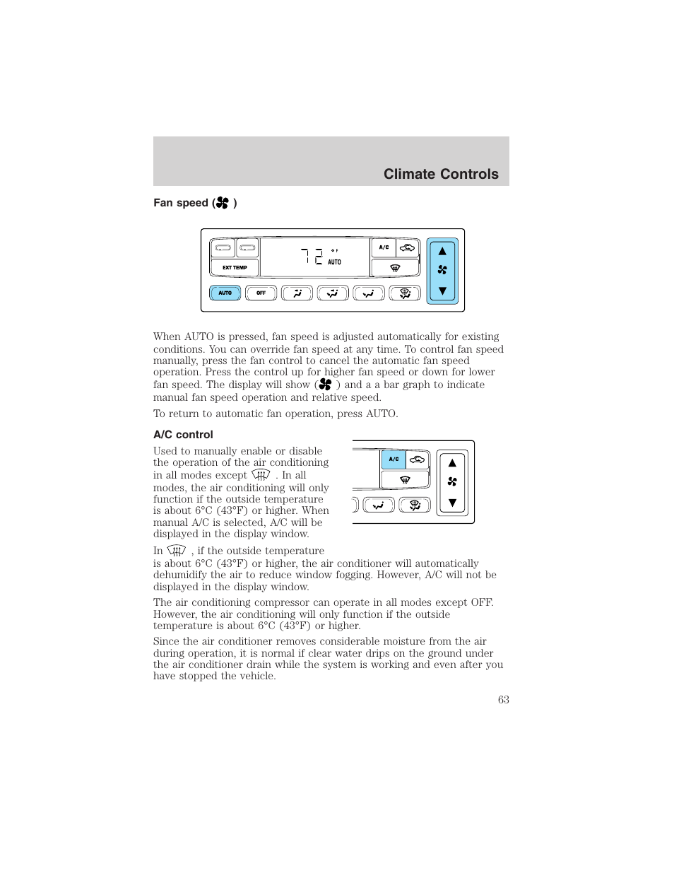 Climate controls | FORD 2004 Excursion v.1 User Manual | Page 63 / 272