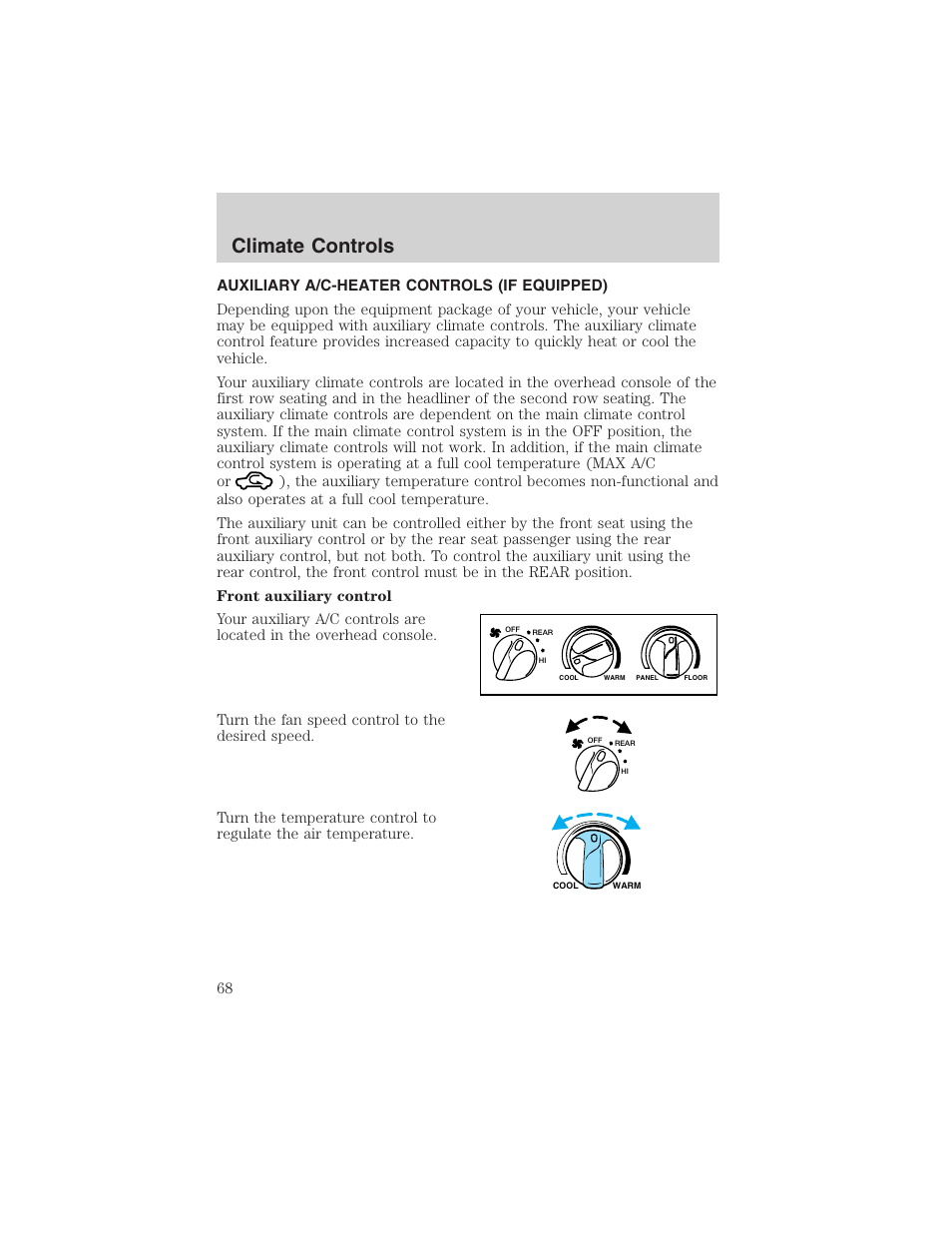 Climate controls | FORD 2004 Excursion v.1 User Manual | Page 68 / 272