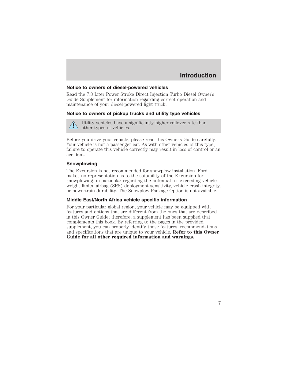 Introduction | FORD 2004 Excursion v.1 User Manual | Page 7 / 272