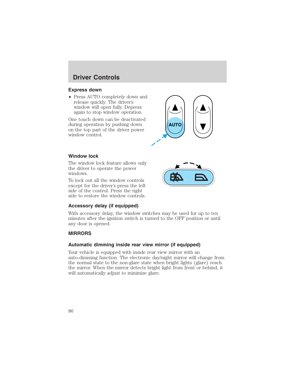 Driver controls | FORD 2004 Excursion v.1 User Manual | Page 86 / 272