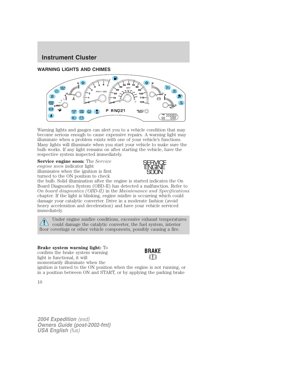 Instrument cluster | FORD 2004 Expedition v.1 User Manual | Page 10 / 344