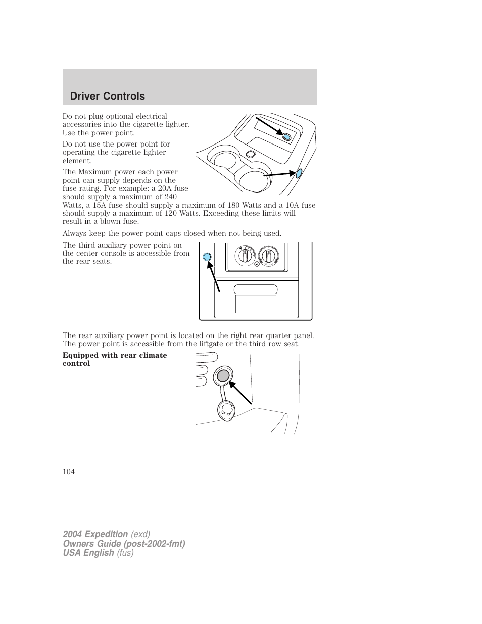 Driver controls | FORD 2004 Expedition v.1 User Manual | Page 104 / 344