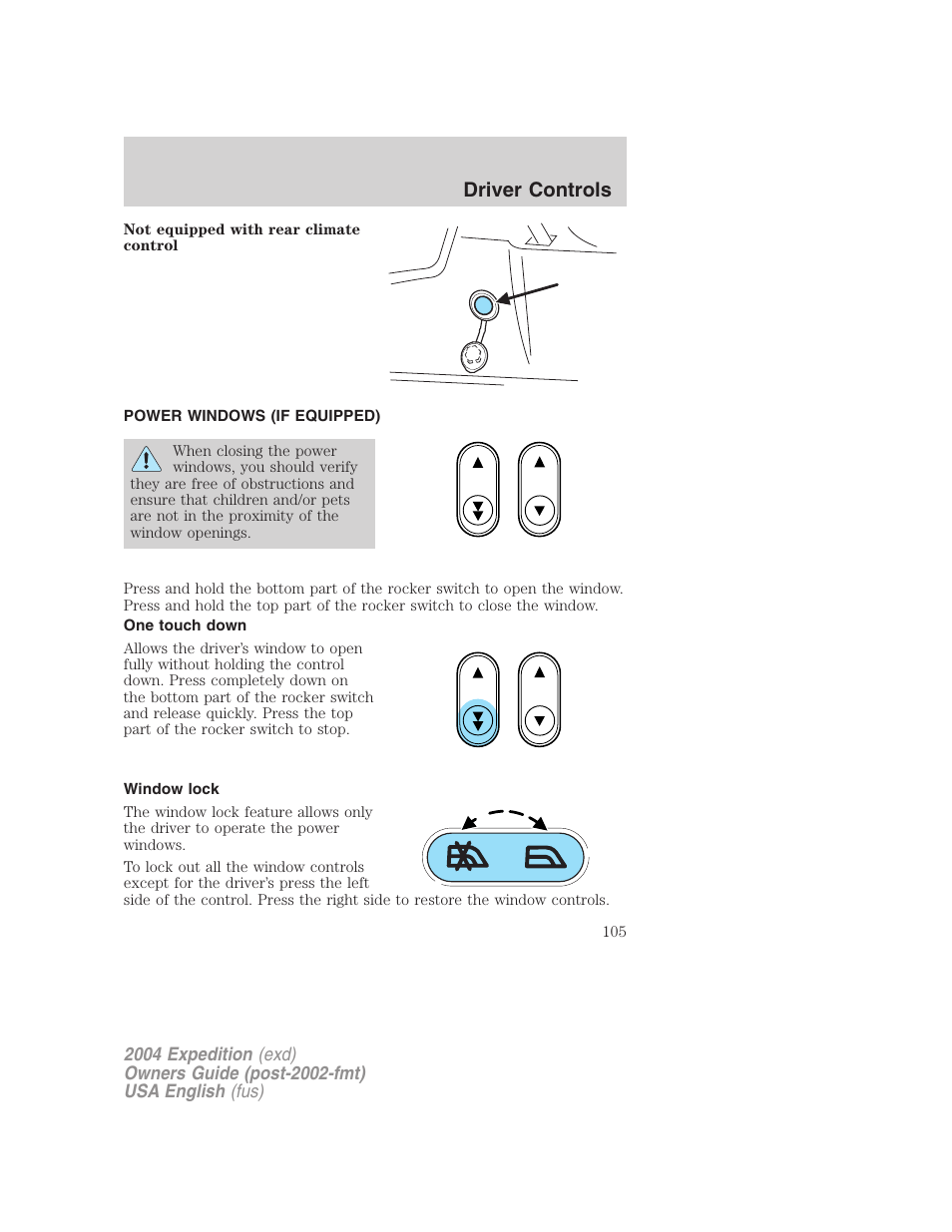 Driver controls | FORD 2004 Expedition v.1 User Manual | Page 105 / 344