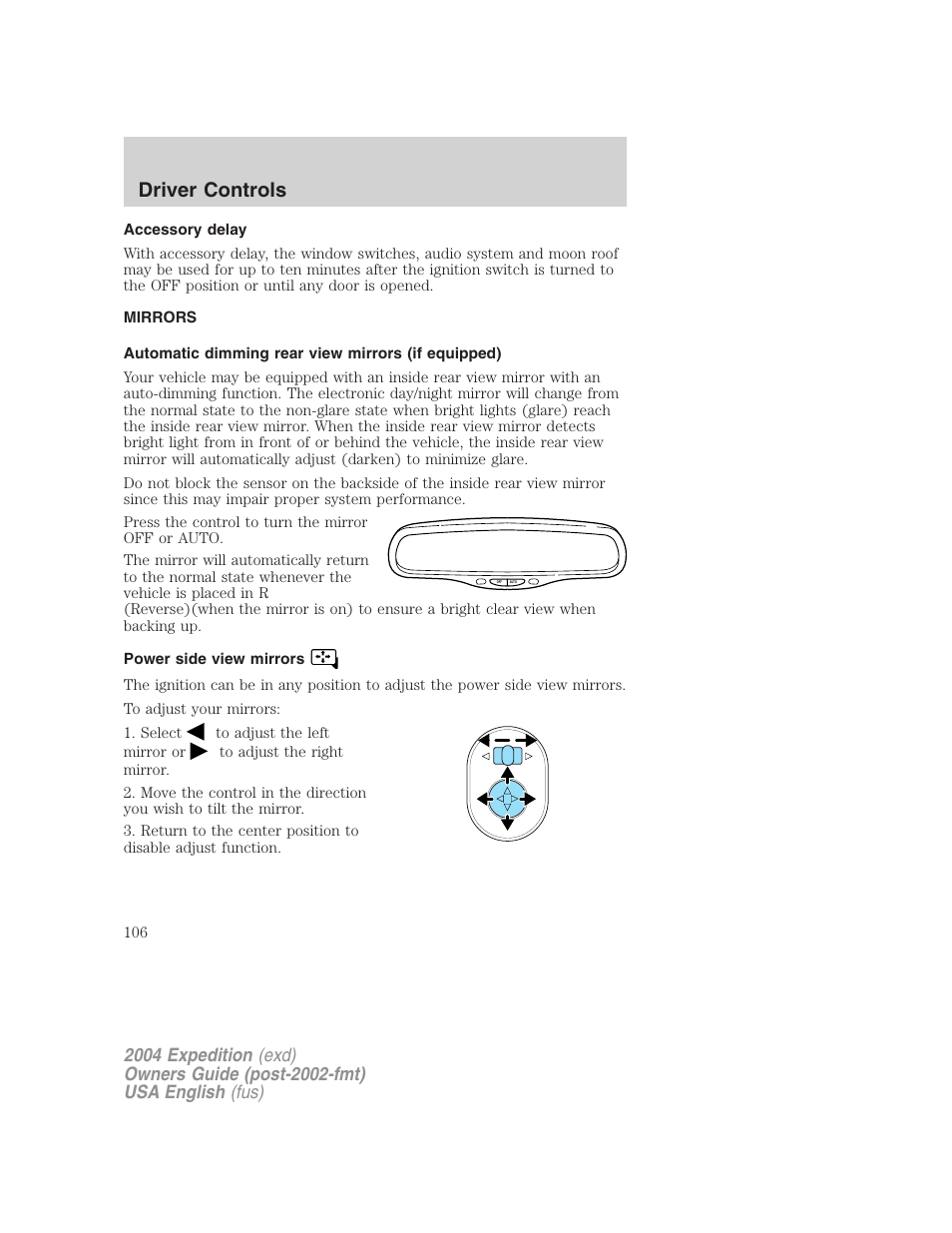 Driver controls | FORD 2004 Expedition v.1 User Manual | Page 106 / 344