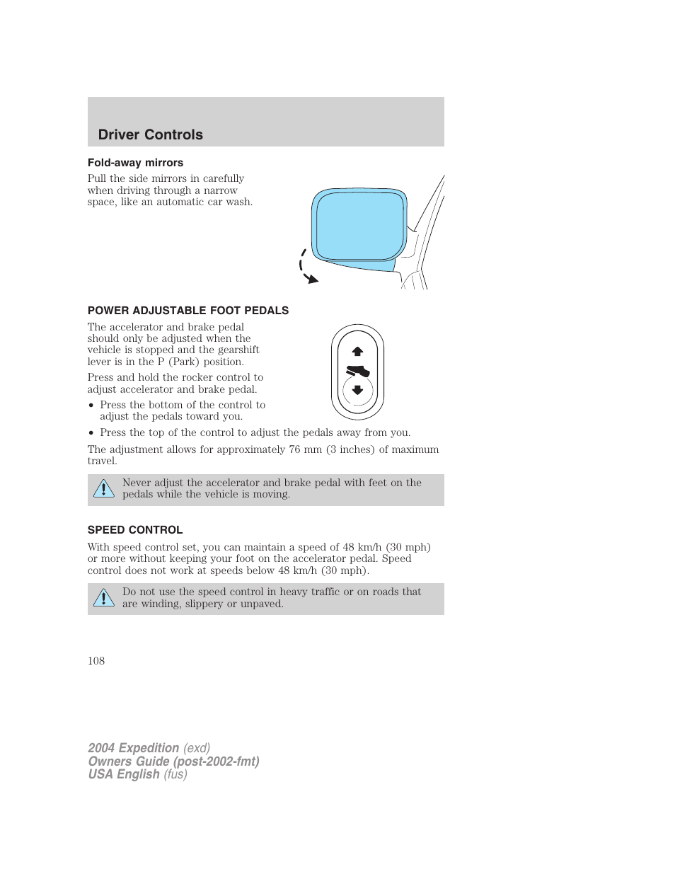 Driver controls | FORD 2004 Expedition v.1 User Manual | Page 108 / 344