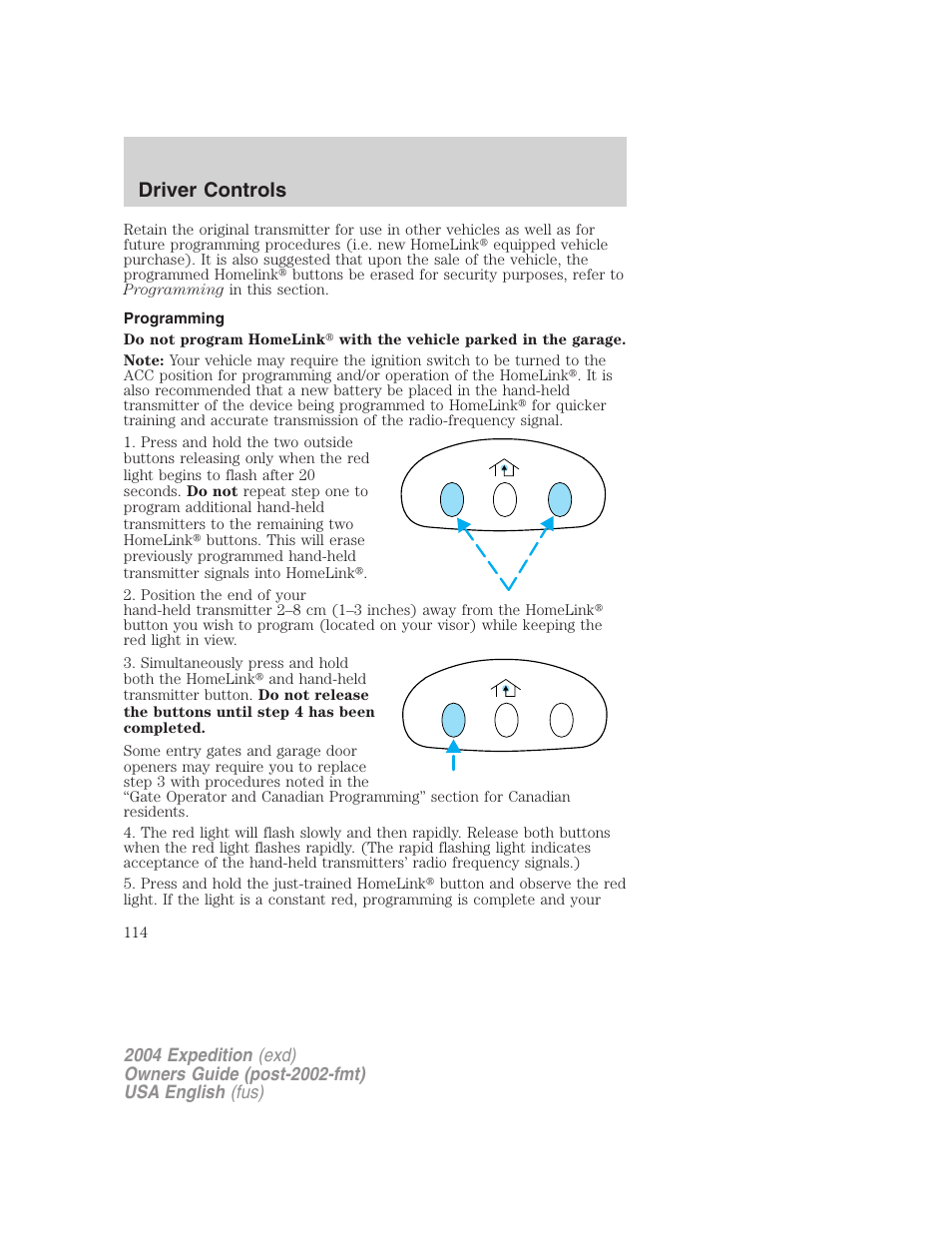 Driver controls | FORD 2004 Expedition v.1 User Manual | Page 114 / 344