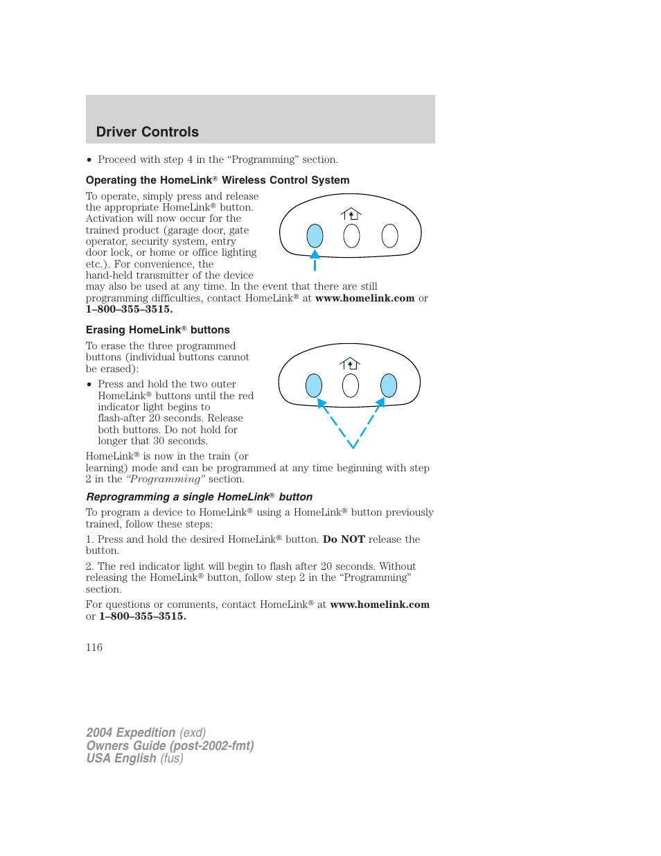 Driver controls | FORD 2004 Expedition v.1 User Manual | Page 116 / 344