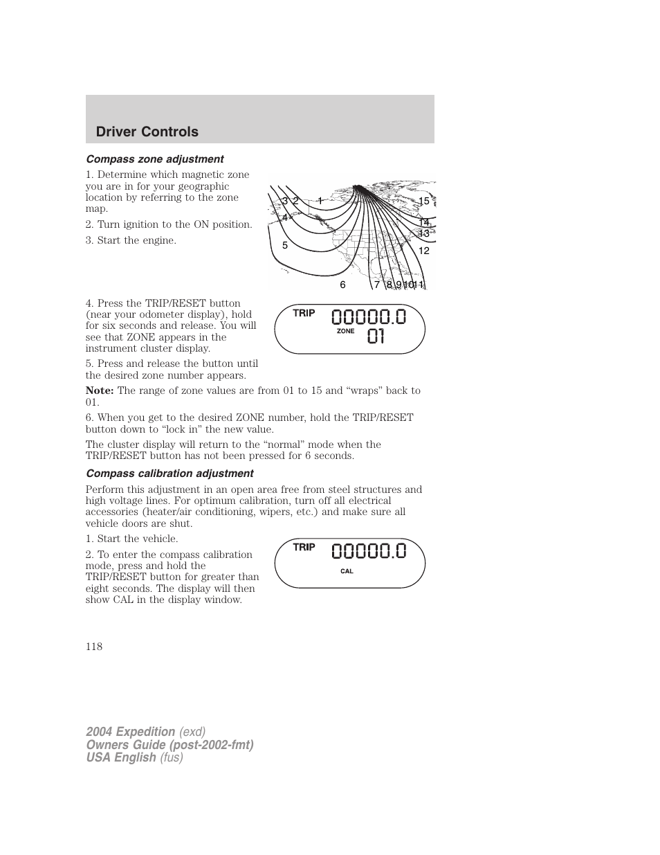 Driver controls | FORD 2004 Expedition v.1 User Manual | Page 118 / 344