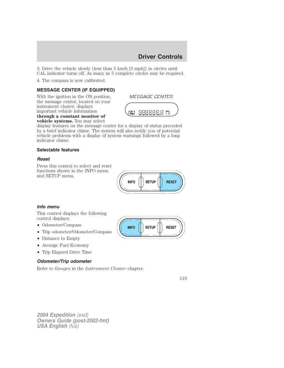 Driver controls | FORD 2004 Expedition v.1 User Manual | Page 119 / 344