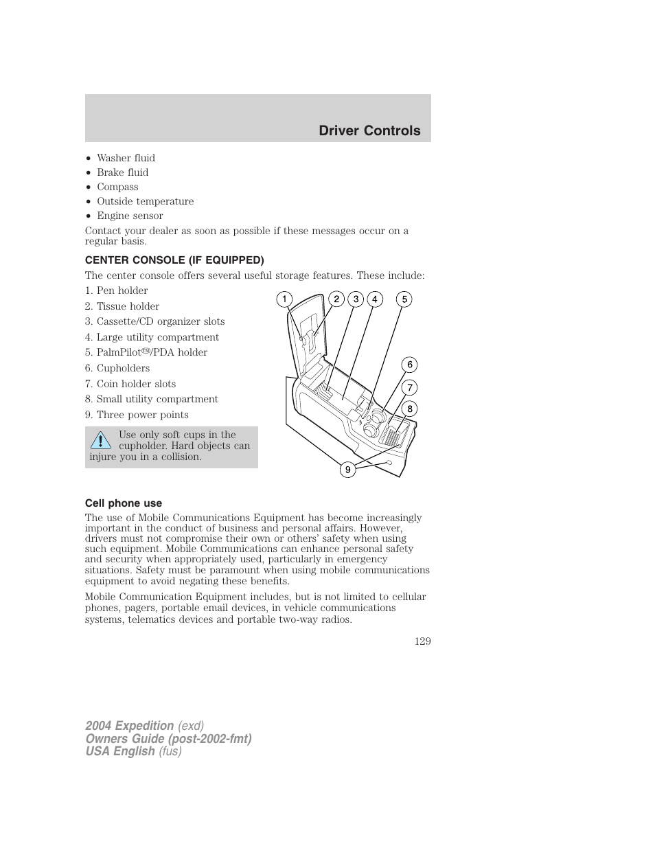 Driver controls | FORD 2004 Expedition v.1 User Manual | Page 129 / 344