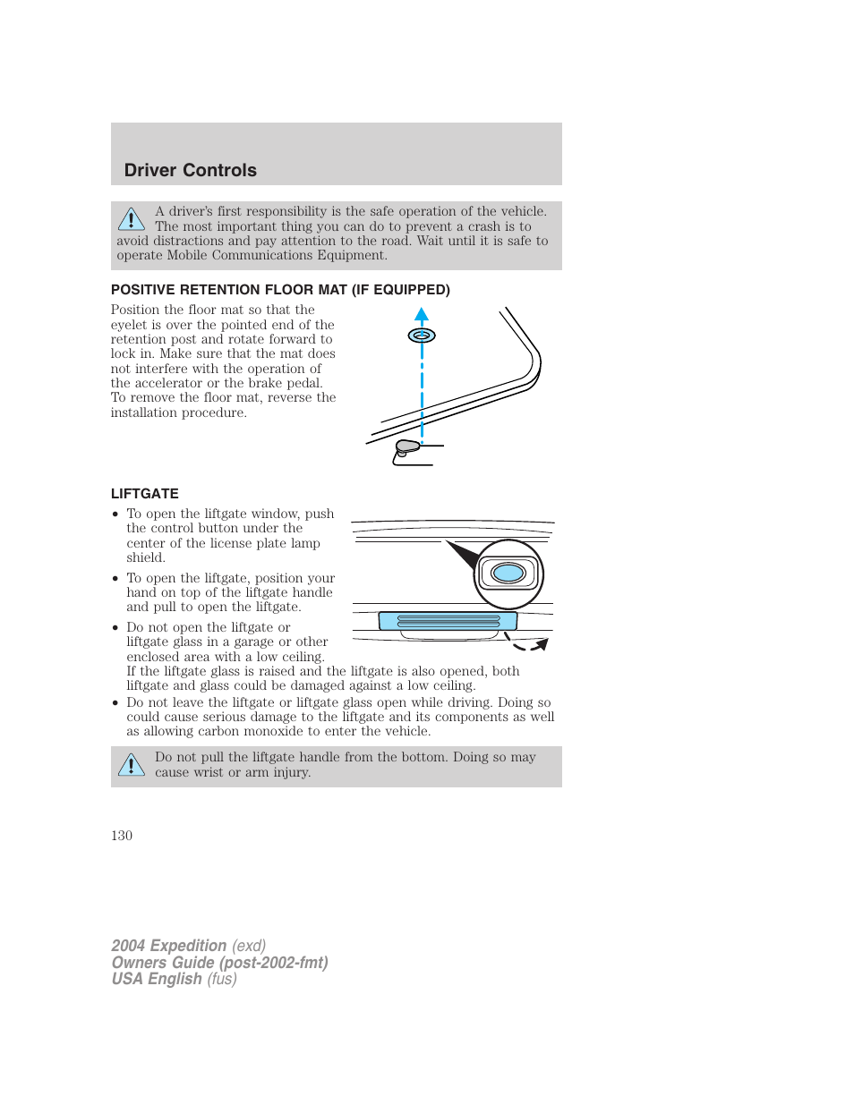 Driver controls | FORD 2004 Expedition v.1 User Manual | Page 130 / 344