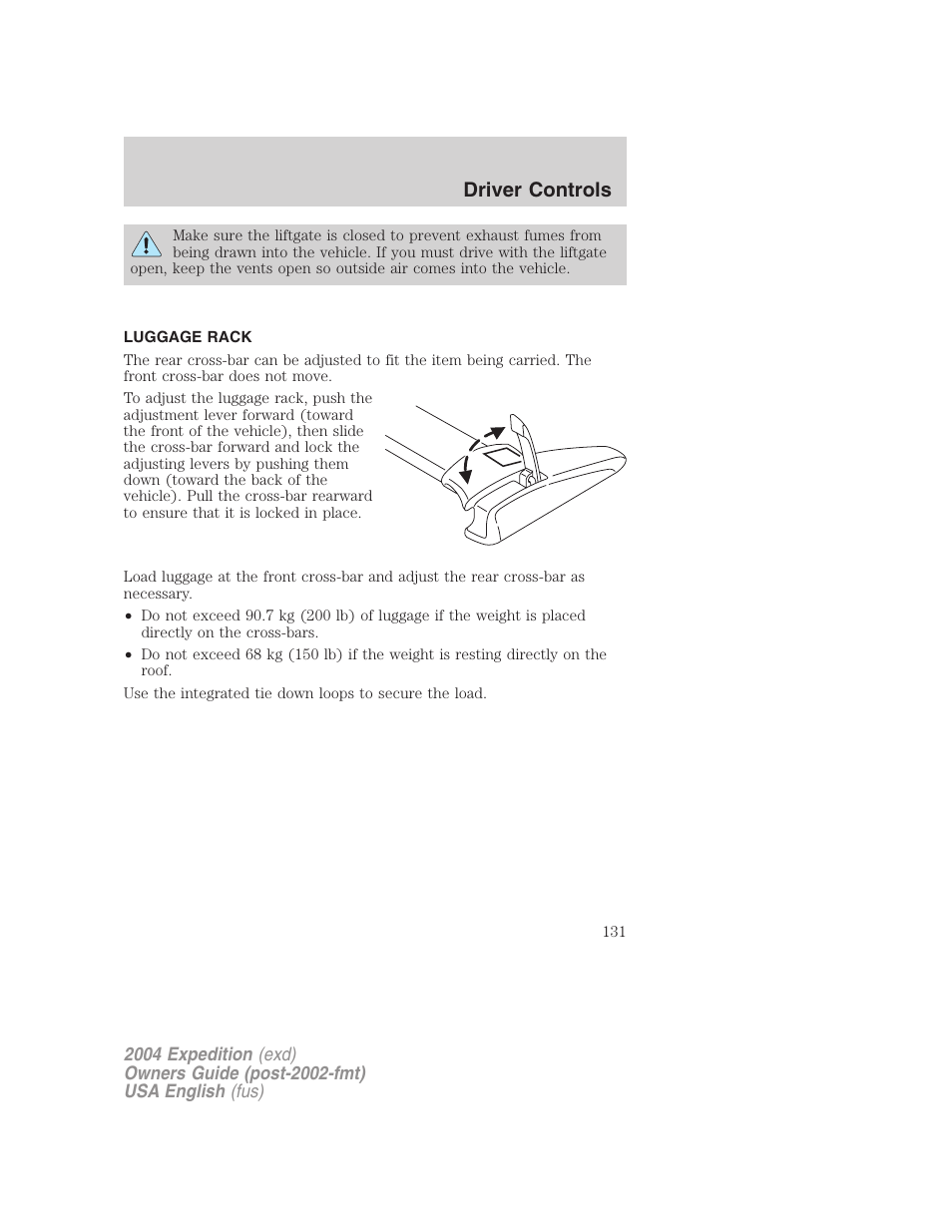 Driver controls | FORD 2004 Expedition v.1 User Manual | Page 131 / 344