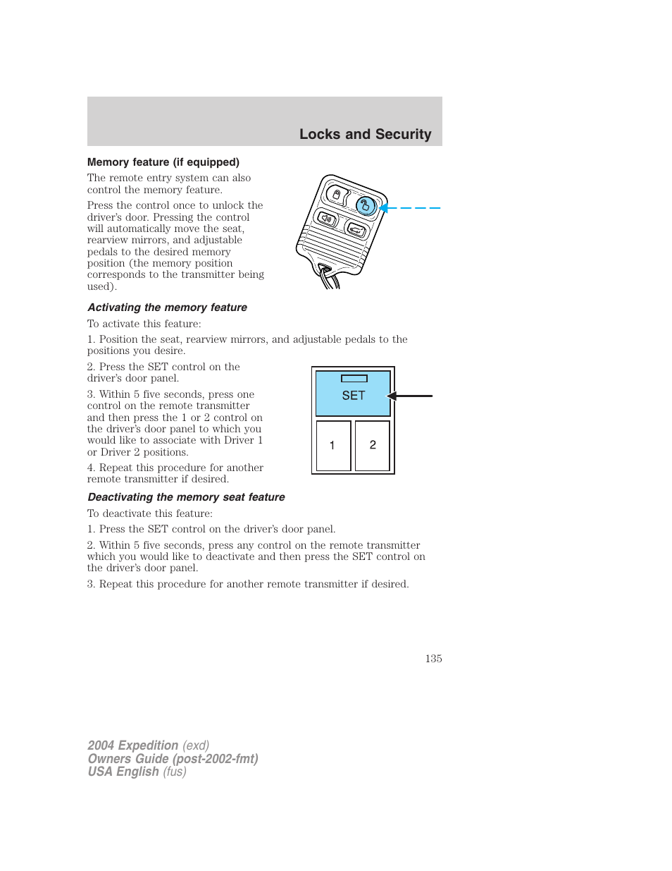 Locks and security | FORD 2004 Expedition v.1 User Manual | Page 135 / 344