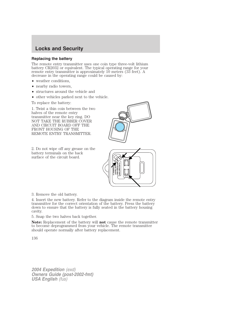 Locks and security | FORD 2004 Expedition v.1 User Manual | Page 136 / 344