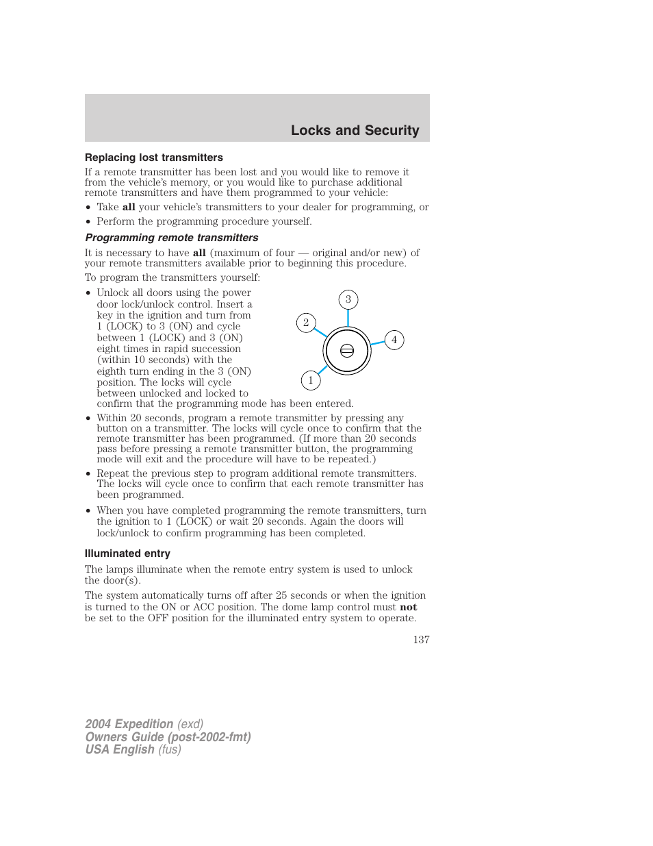 Locks and security | FORD 2004 Expedition v.1 User Manual | Page 137 / 344