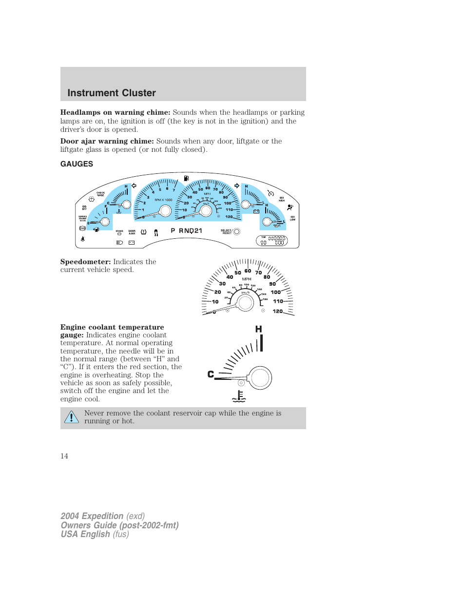 Instrument cluster | FORD 2004 Expedition v.1 User Manual | Page 14 / 344