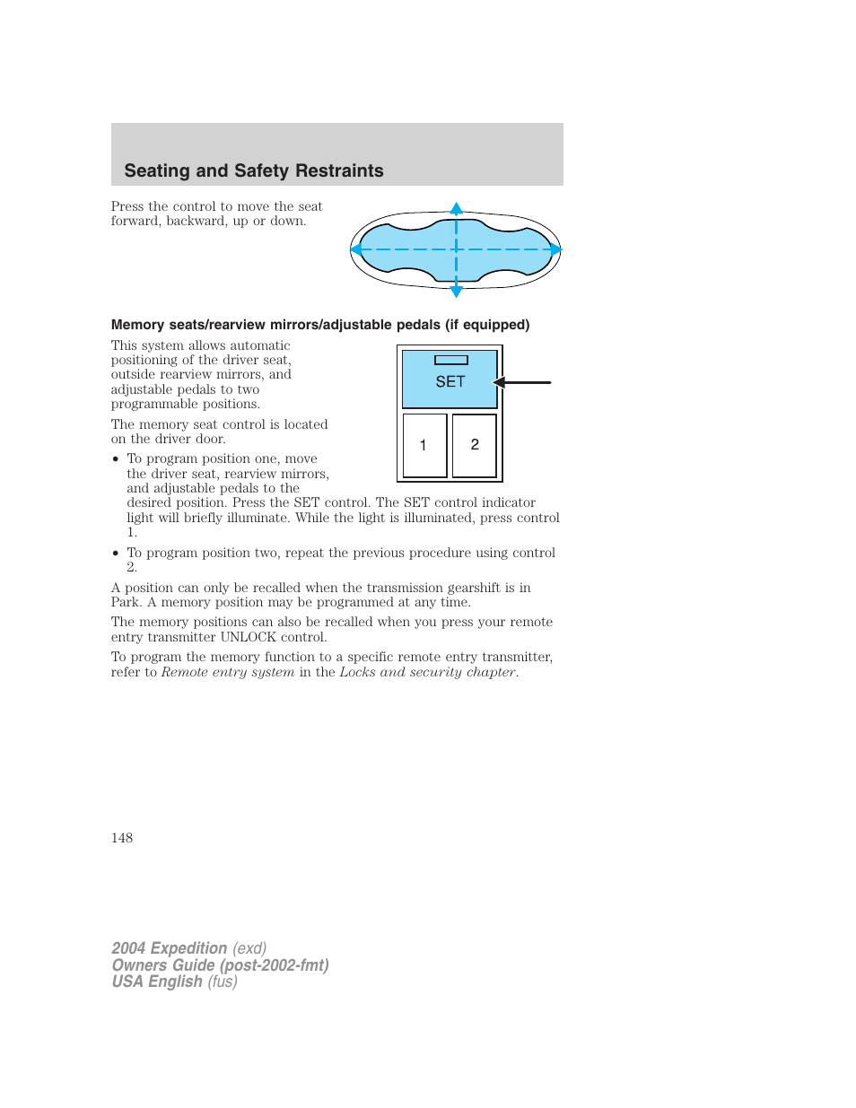 Seating and safety restraints | FORD 2004 Expedition v.1 User Manual | Page 148 / 344