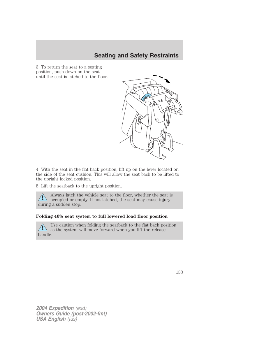 Seating and safety restraints | FORD 2004 Expedition v.1 User Manual | Page 153 / 344