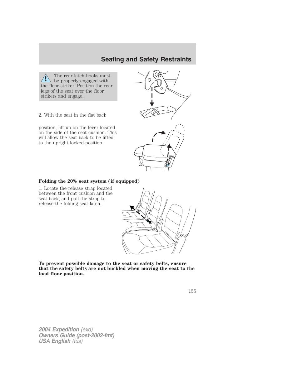 Seating and safety restraints | FORD 2004 Expedition v.1 User Manual | Page 155 / 344